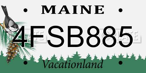 4FSB885 Maine License Plate