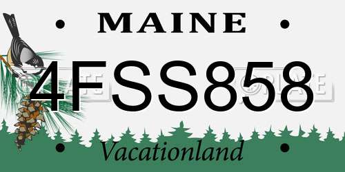 4FSS858 Maine License Plate
