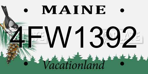 4FW1392 Maine License Plate
