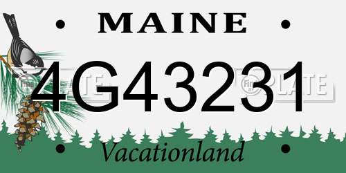 4G43231 Maine License Plate