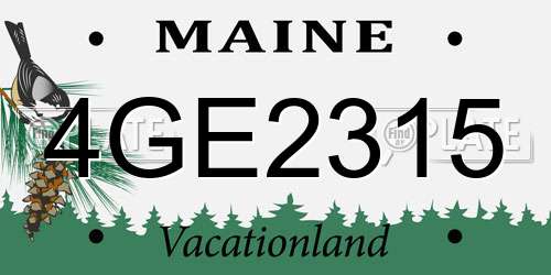4GE2315 Maine License Plate