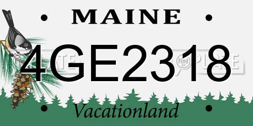 4GE2318 Maine License Plate