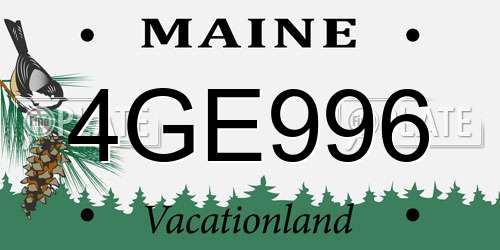 4GE996 Maine License Plate