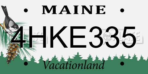 4HKE335 Maine License Plate