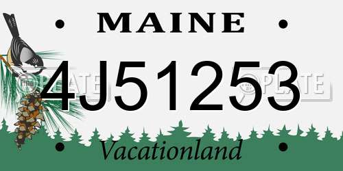 4J51253 Maine License Plate
