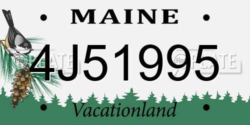 4J51995 Maine License Plate