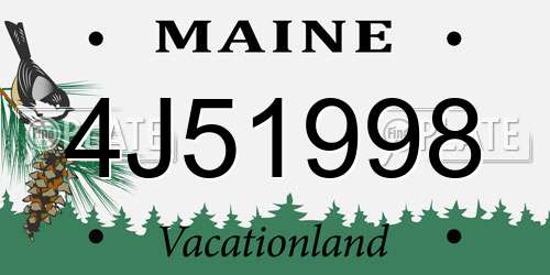 4J51998 Maine License Plate
