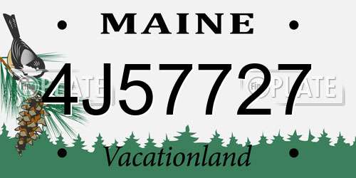 4J57727 Maine License Plate