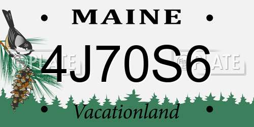 4J70S6 Maine License Plate
