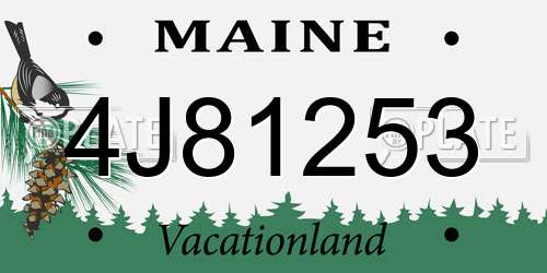 4J81253 Maine License Plate