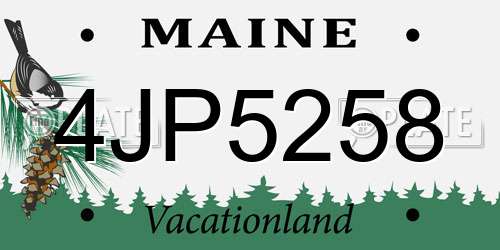 4JP5258 Maine License Plate
