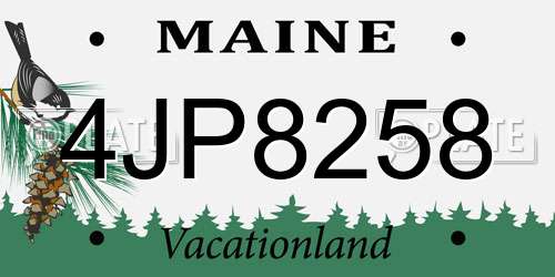 4JP8258 Maine License Plate