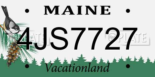 4JS7727 Maine License Plate