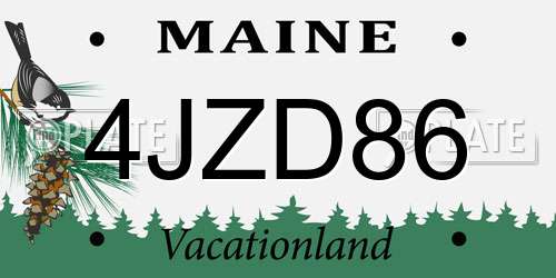 4JZD86 Maine License Plate