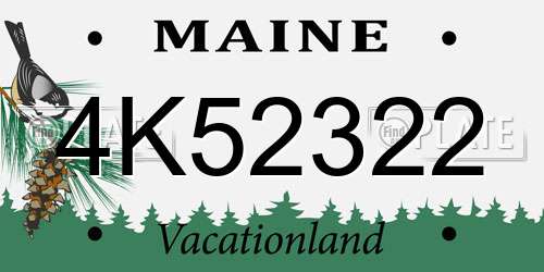 4K52322 Maine License Plate