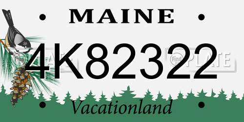 4K82322 Maine License Plate
