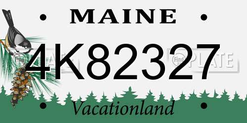 4K82327 Maine License Plate