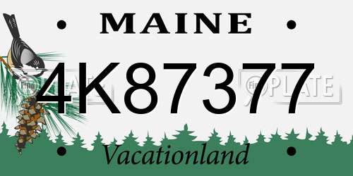 4K87377 Maine License Plate