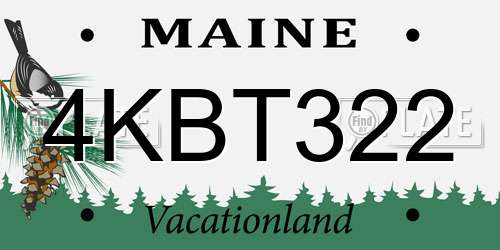 4KBT322 Maine License Plate