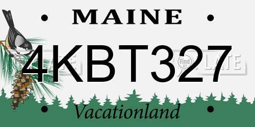 4KBT327 Maine License Plate