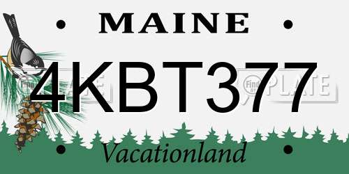 4KBT377 Maine License Plate