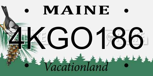 4KGO186 Maine License Plate