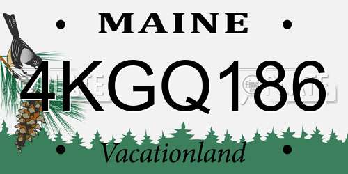 4KGQ186 Maine License Plate