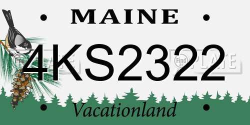 4KS2322 Maine License Plate