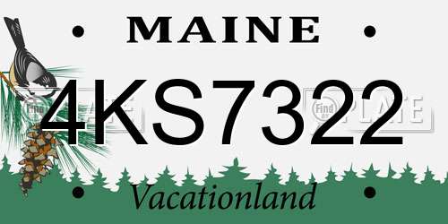 4KS7322 Maine License Plate