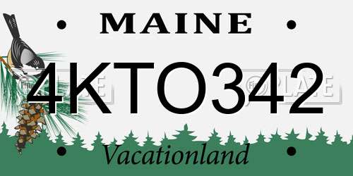 4KTO342 Maine License Plate