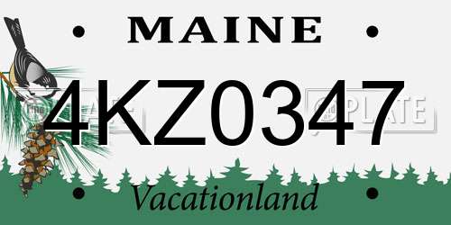 4KZ0347 Maine License Plate