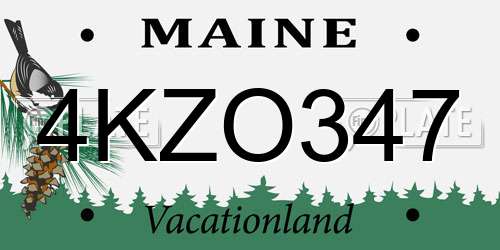4KZO347 Maine License Plate