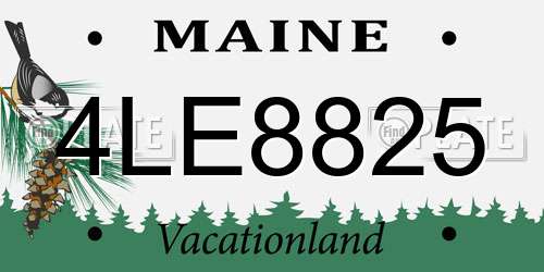 4LE8825 Maine License Plate