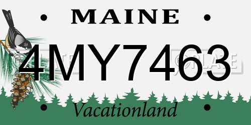 4MY7463 Maine License Plate