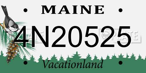 4N20525 Maine License Plate