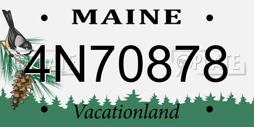 4N70878 Maine License Plate