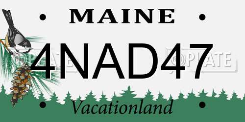 4NAD47 Maine License Plate