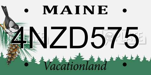4NZD575 Maine License Plate