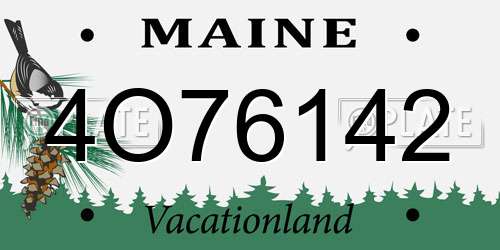 4O76142 Maine License Plate
