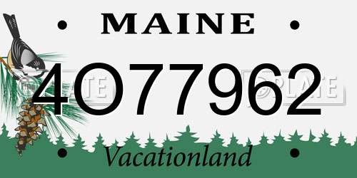 4O77962 Maine License Plate
