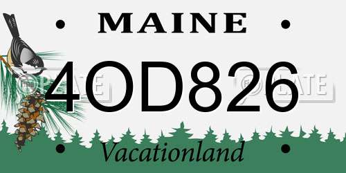 4OD826 Maine License Plate