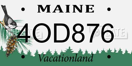 4OD876 Maine License Plate