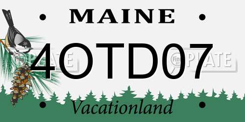 4OTD07 Maine License Plate