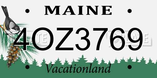 4OZ3769 Maine License Plate