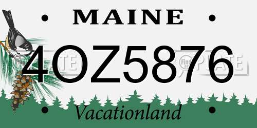 4OZ5876 Maine License Plate
