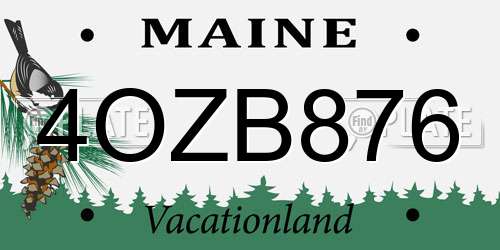 4OZB876 Maine License Plate