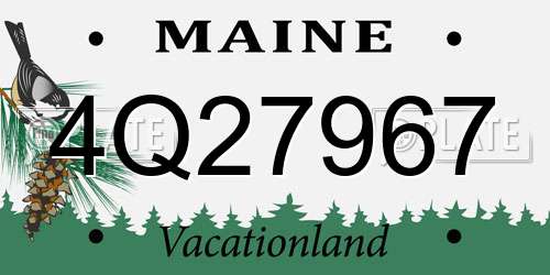 4Q27967 Maine License Plate