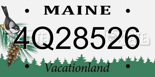 4Q28526 Maine License Plate