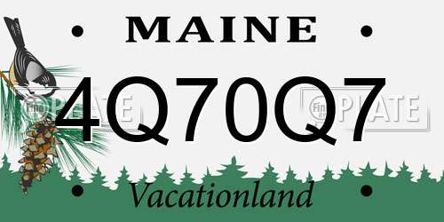 4Q70Q7 Maine License Plate