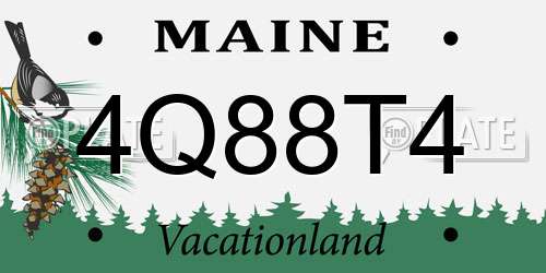 4Q88T4 Maine License Plate